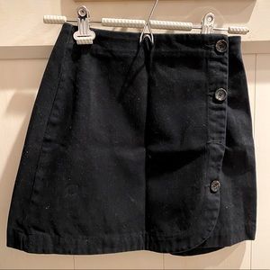 Black Cotton Side Button Wrap Around Skirt BDG